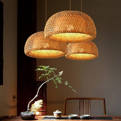 Natural Bamboo Hanging Light | Rustic Kitchen Pendant