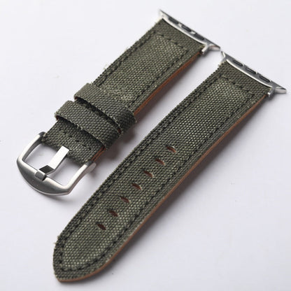 Authentic Leather and Cotton Watch Band