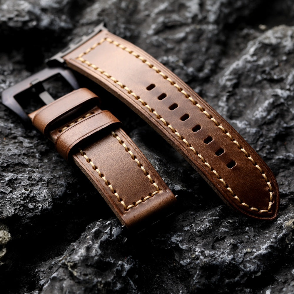 Classic Tan Leather Apple Watch Band