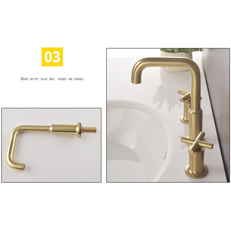 Luxury Gold 3 Hole Bathroom Faucet with Waterfall Spout