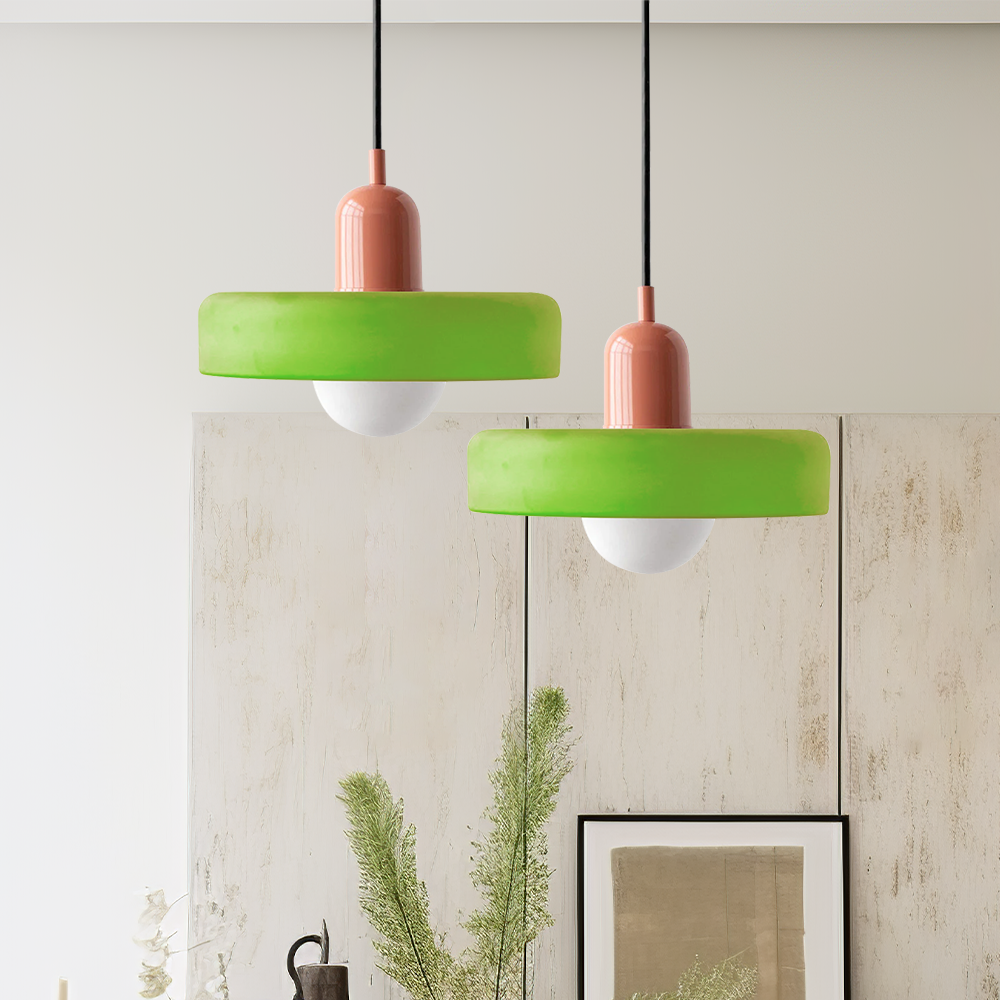 Colorful Glass Drop Pendant Light With Adjustable Arm
