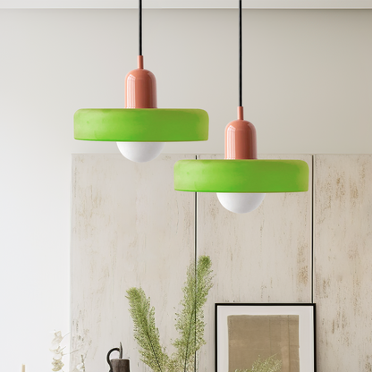 Colorful Glass Drop Pendant Light With Adjustable Arm