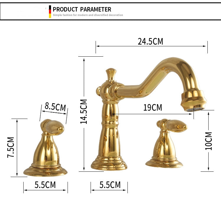 Classic Brass Two Handle Bath Faucet for 3 Hole Sink