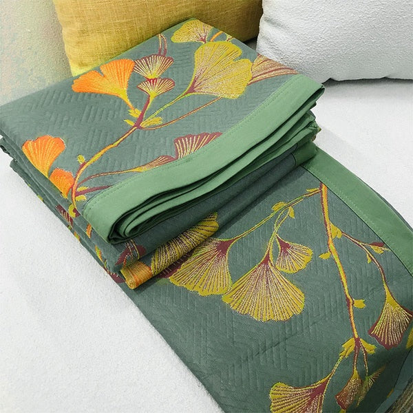 Soft Floral Reversible Throw Coverlet