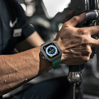 Durable Rubber Strap and Stainless Steel Case for Apple Watch