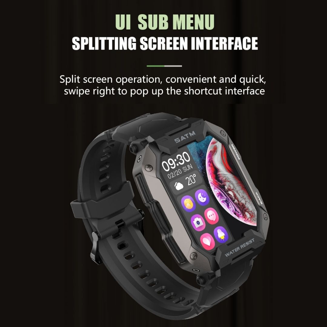 Rugged Outdoor Tactical Smartwatch With Long Lasting Battery