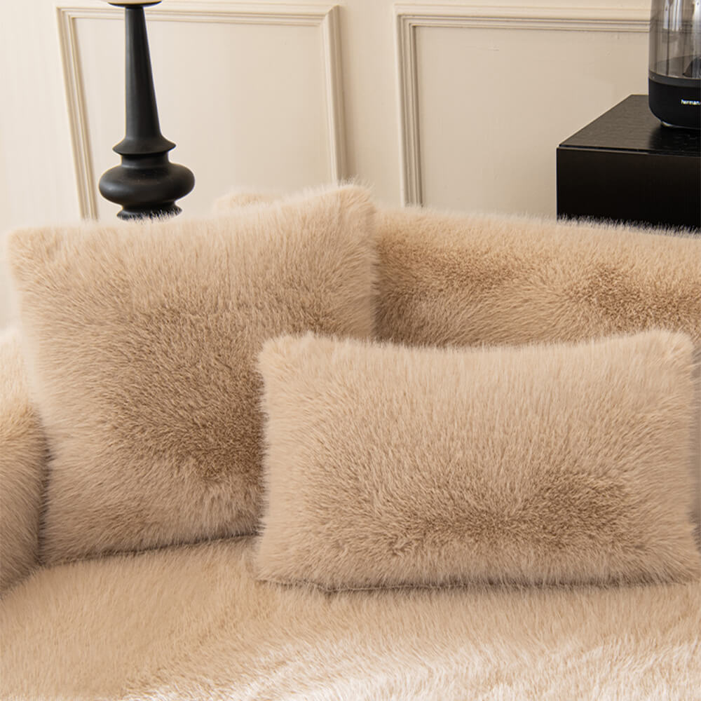 Plush Faux Fur Non Slip Sofa Slipcover Couch Shield