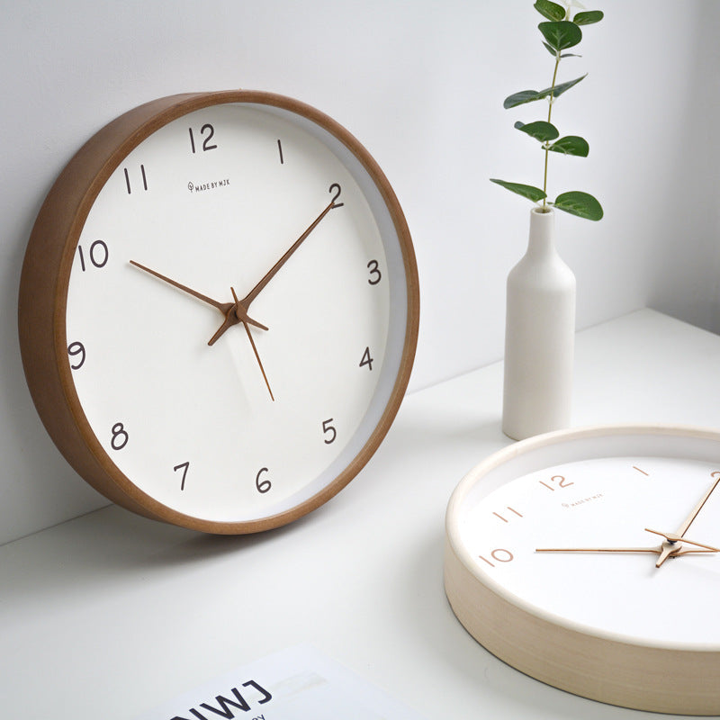 Rustic Wooden Round Wall Clock for Home Decoration