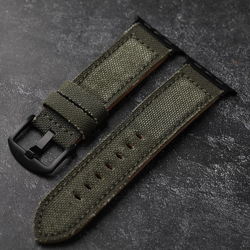 Authentic Leather and Cotton Watch Band - Lusomart