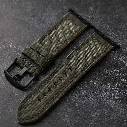 Authentic Leather and Cotton Watch Band - Lusomart