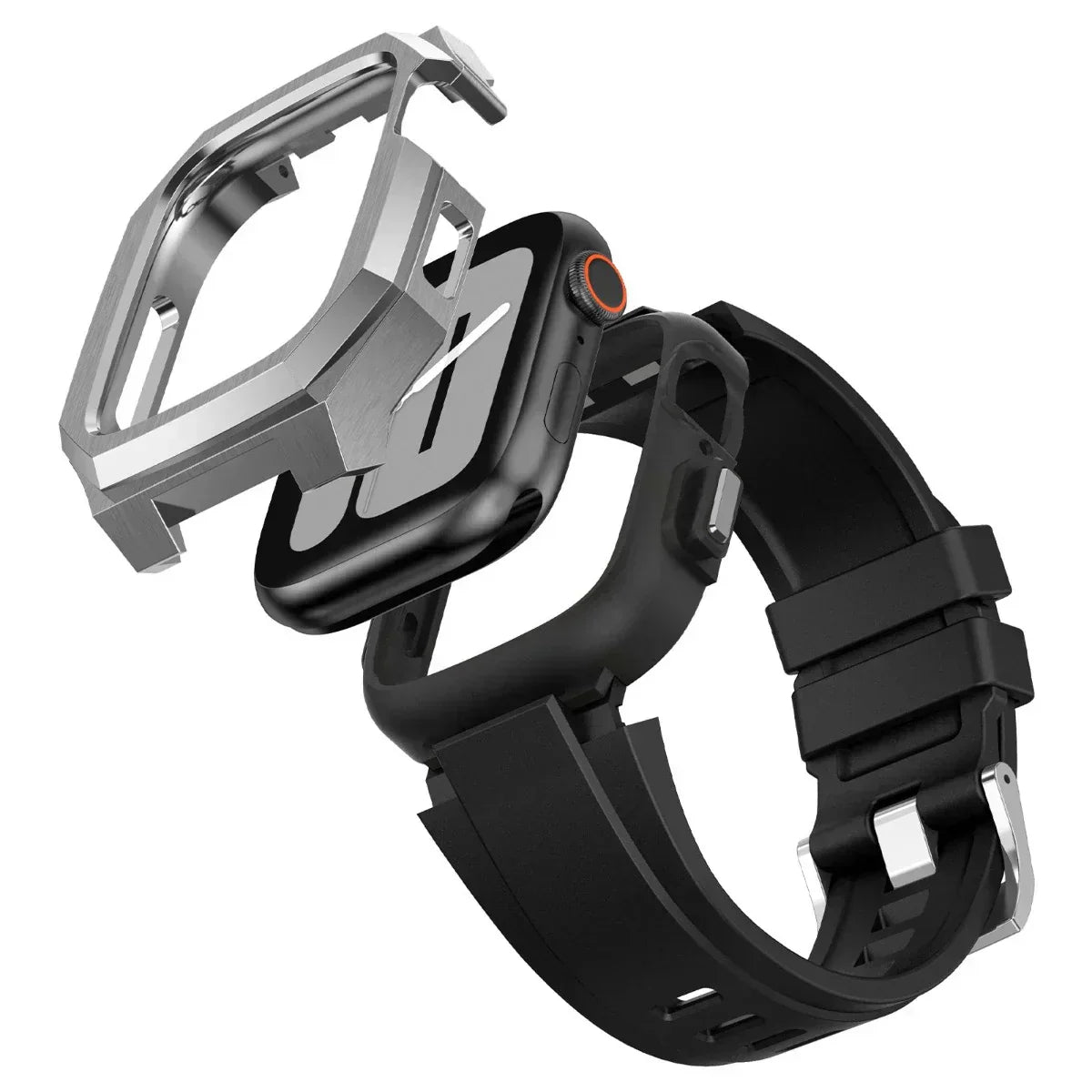 Colorful Rubber Apple Watch Strap With Metal Case