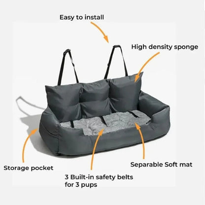Comfy Pet Car Seat Bed For Dogs, Large Medium Sizes