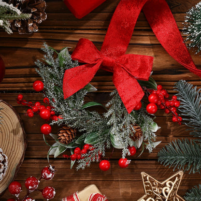 Traditional Christmas Wreath with Red Ribbon and Pinecones