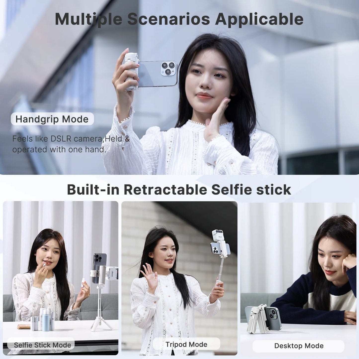 Portable Bluetooth Selfie Stick with 360° Rotation Holder