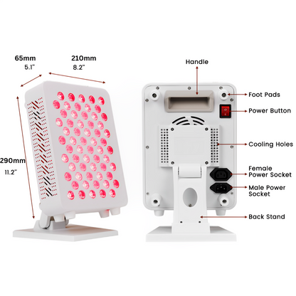 Compact LED Red Light Therapy Lamp with Dimmer