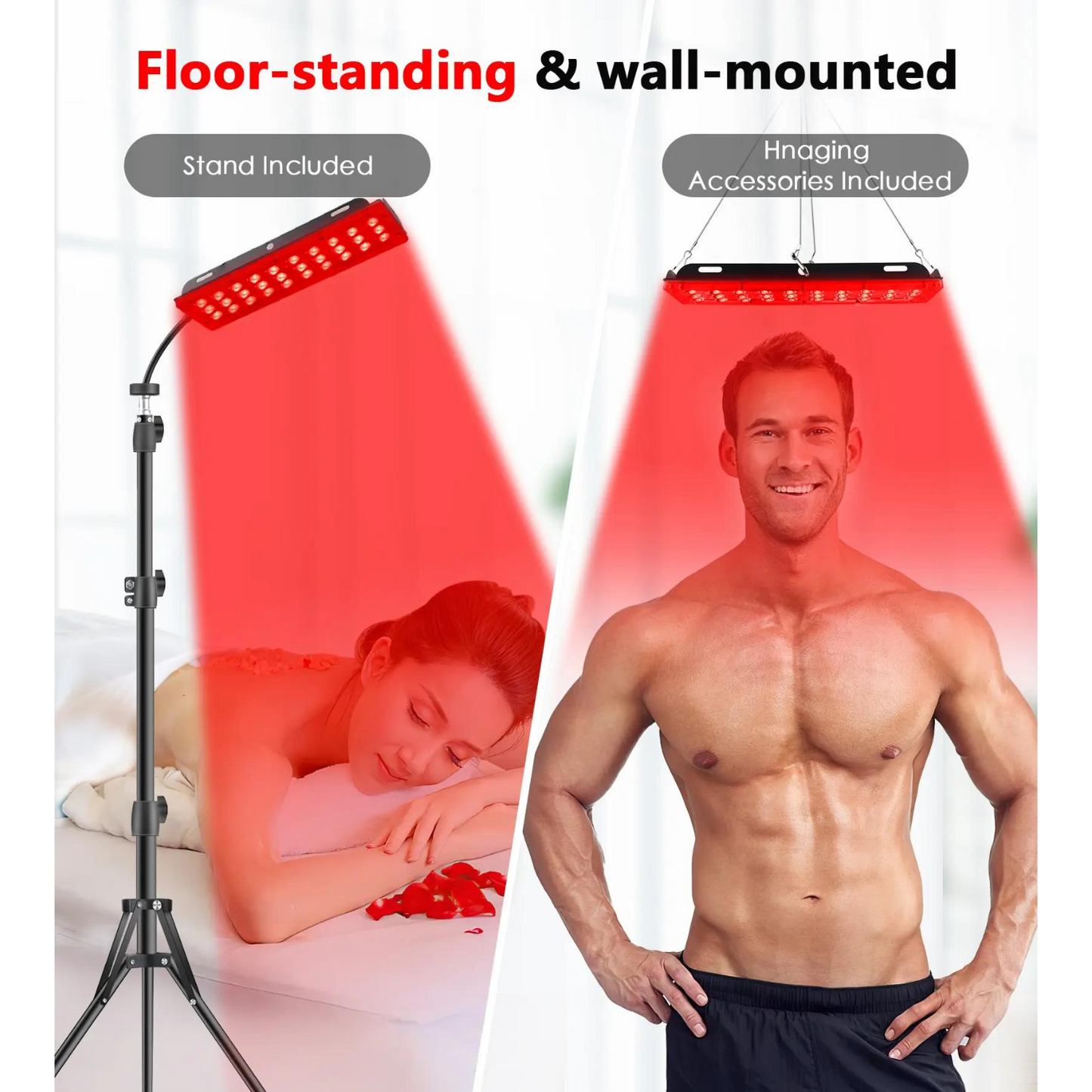 Compact LED Floor Lamp with Red Light Therapy - Lusomart