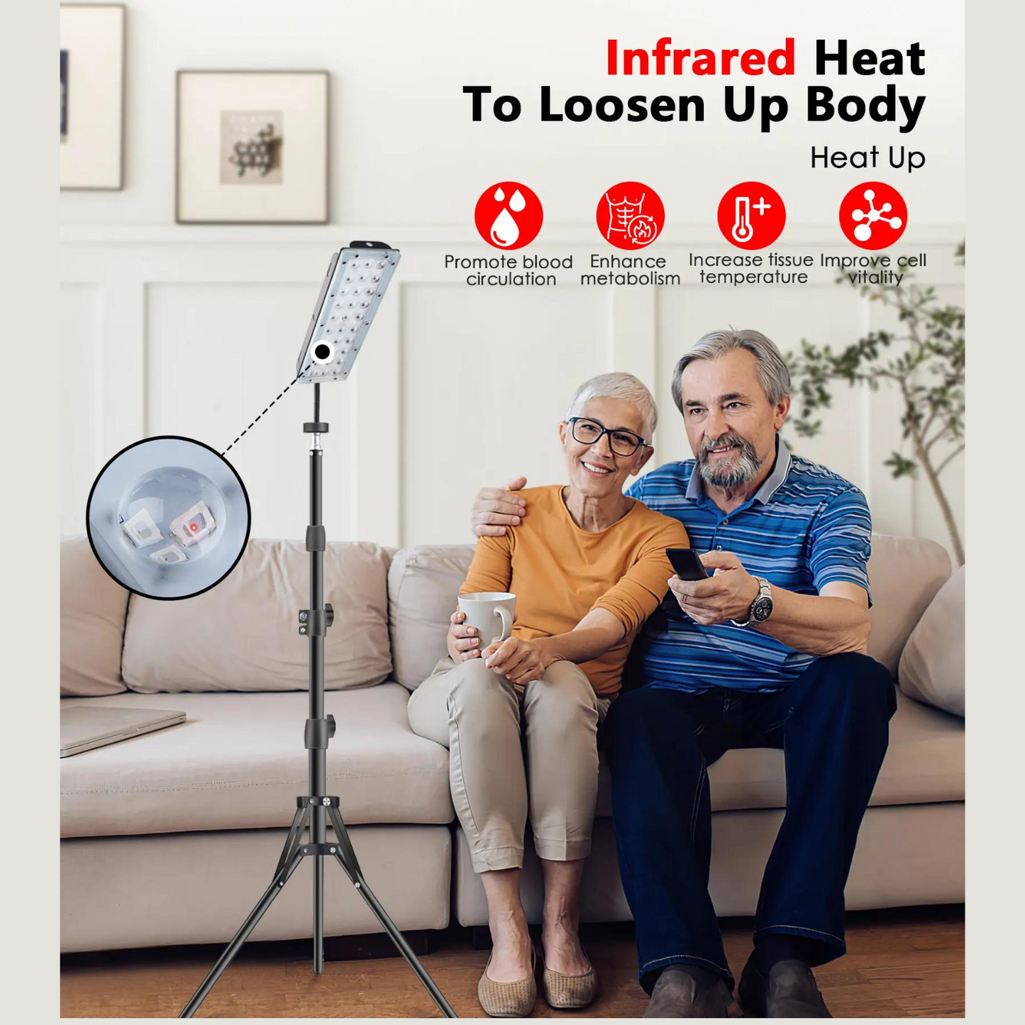 Compact LED Floor Lamp with Red Light Therapy