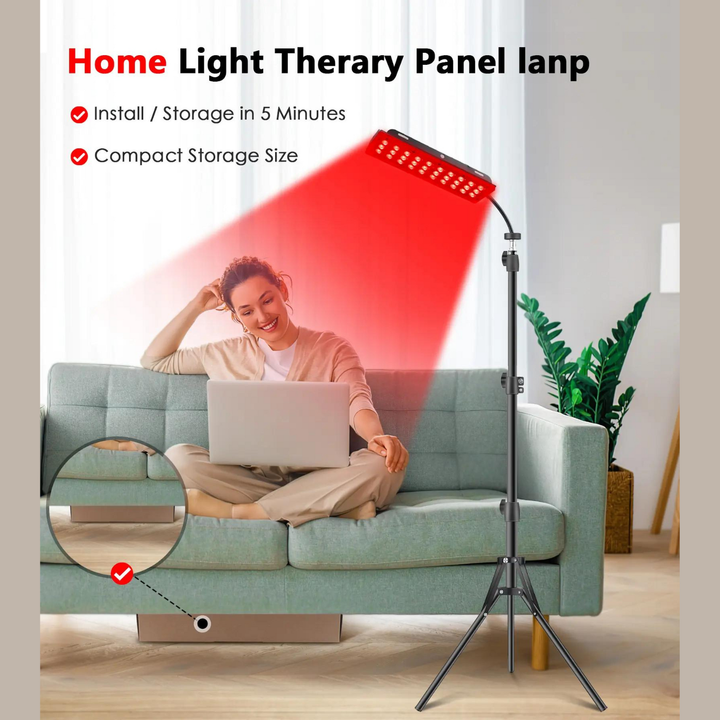 Compact LED Floor Lamp with Red Light Therapy