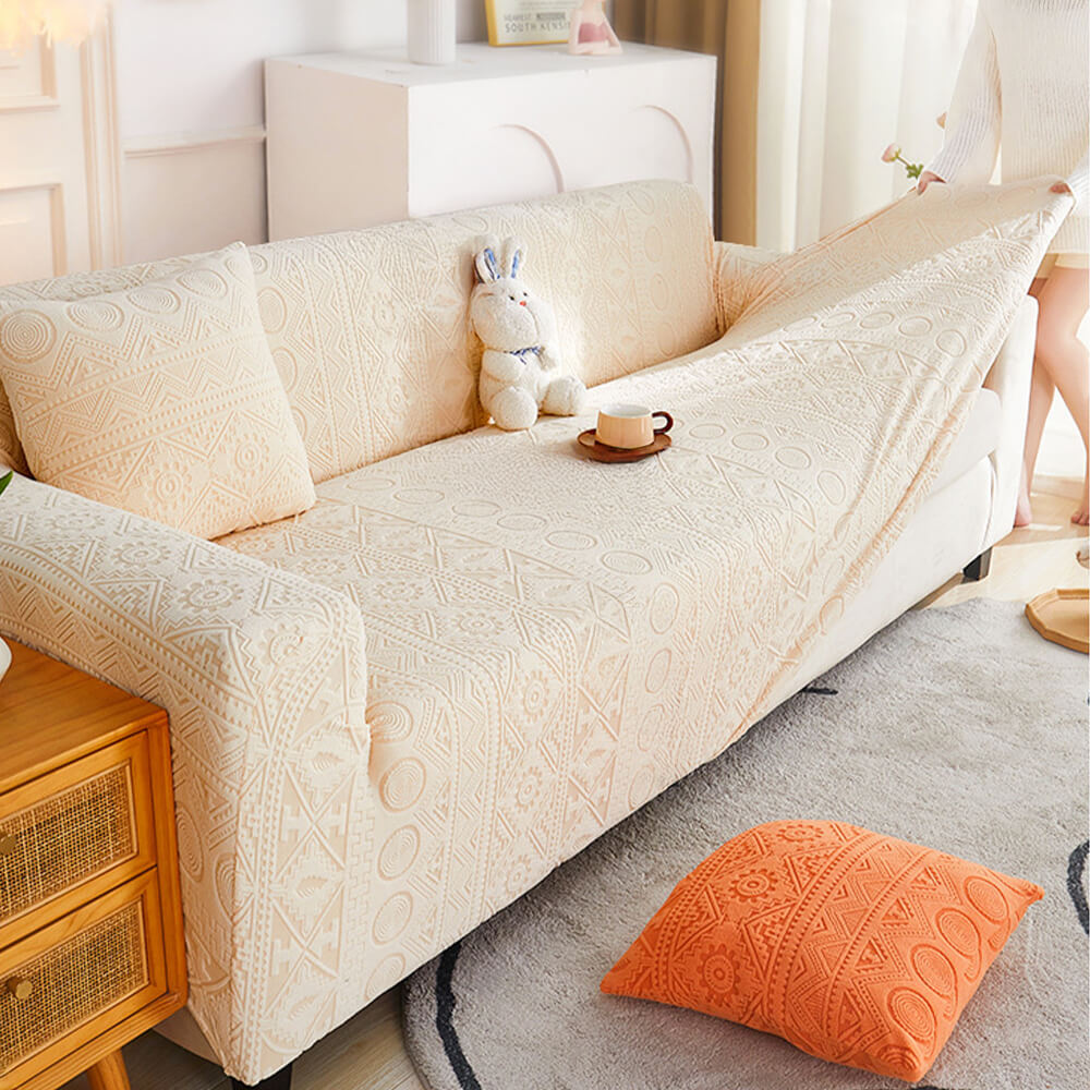 Comfortable Fit Jacquard Sofa Slipcover Protector