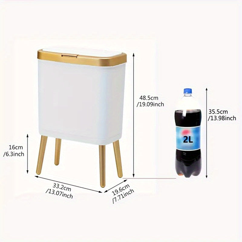 Large 15L Slim Kitchen Trash Can with Non Slip Base
