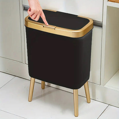 Large 15L Slim Kitchen Trash Can with Non Slip Base - Lusomart