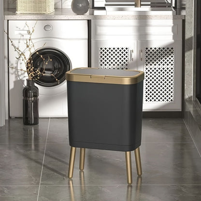 Large 15L Slim Kitchen Trash Can with Non Slip Base
