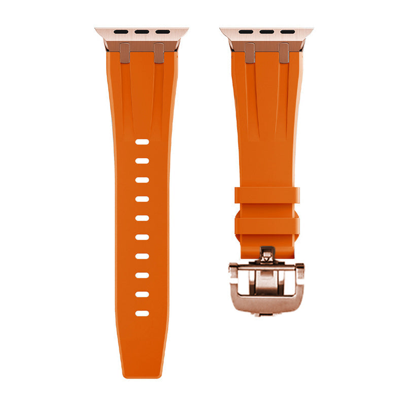 Durable Silicone Watch Strap With Secure Buckle And Metal Fitting