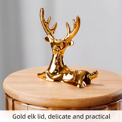 Warm Glass Storage Jars 3-Pack with Gold Tops