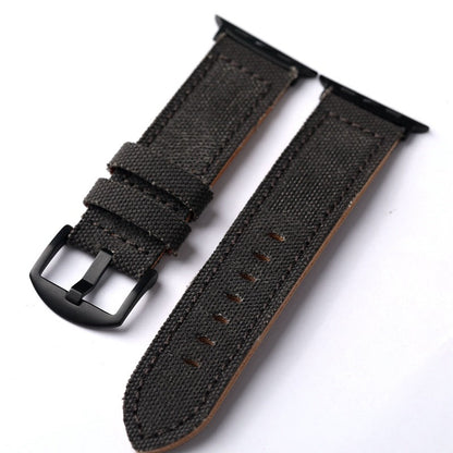 Authentic Leather and Cotton Watch Band