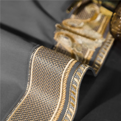 Luxurious Grey Cotton Embroidered Bed Sheet Set