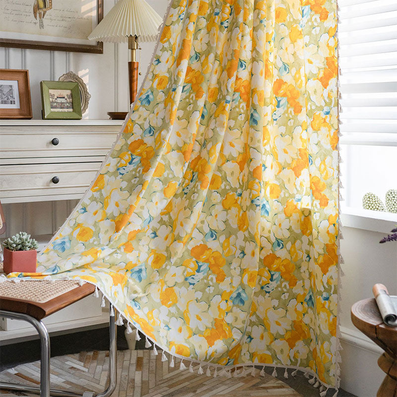 Bright Floral Lightweight Window Curtain - Lusomart