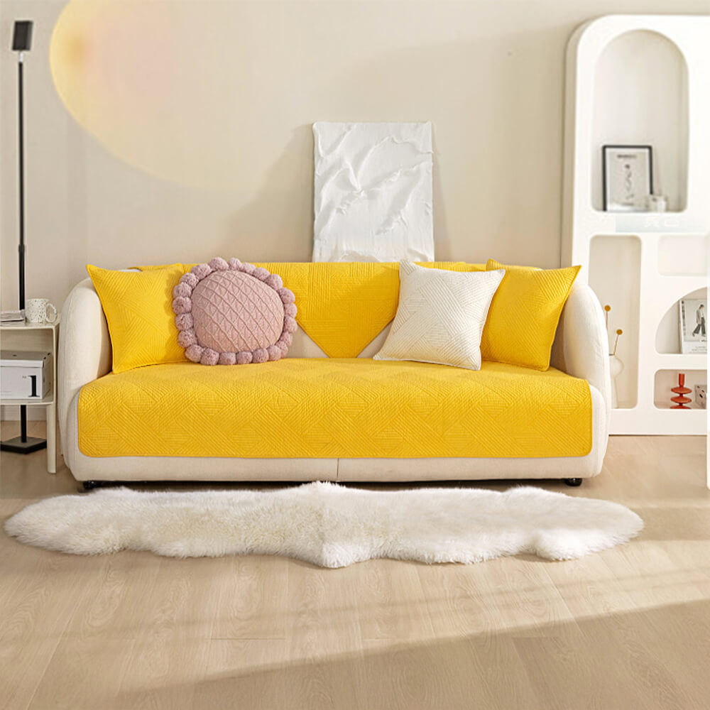 Simple Neutral Fabric Sofa Slipcover
