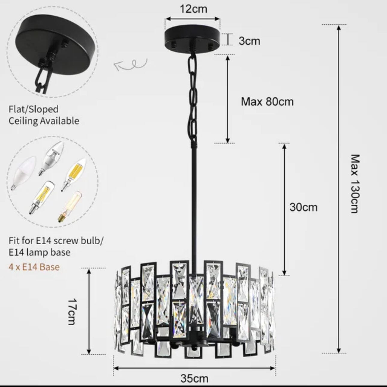 Luxury Crystal Drop LED Ceiling Light in Silver Stainless