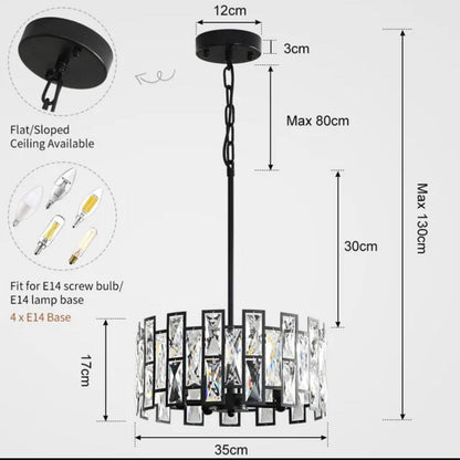 Luxury Crystal Drop LED Ceiling Light in Silver Stainless