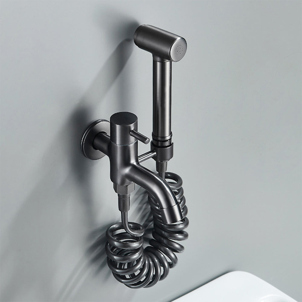 White Mounted Bidet Set with Handheld Shower