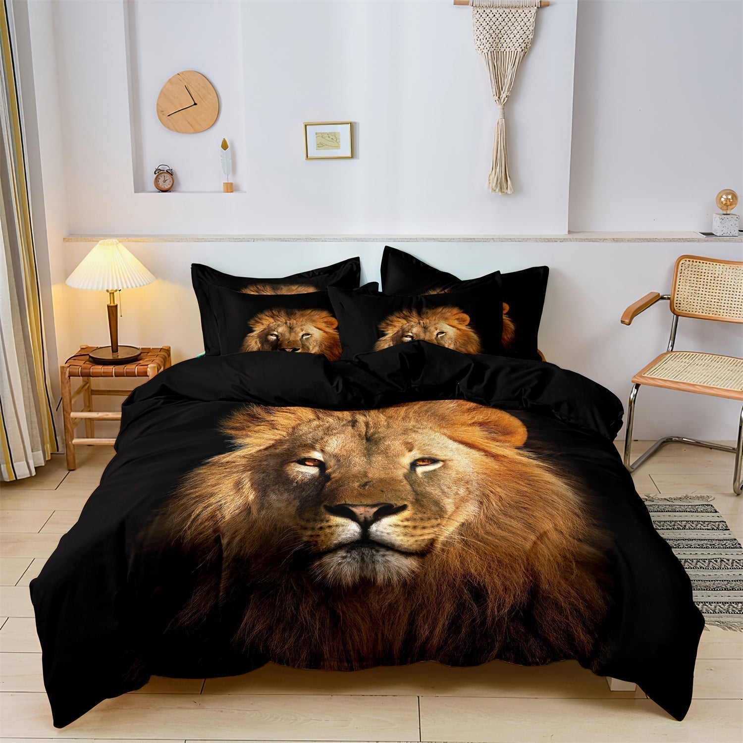 Wild Lion Pattern Bedding Set - Lusomart