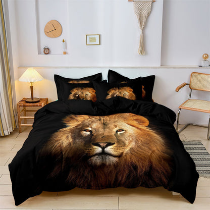 Wild Lion Pattern Bedding Set - Lusomart