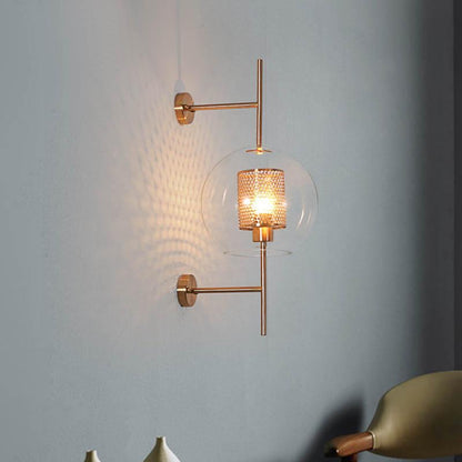 Warm Gold Hexagon Glass Wall Lamp