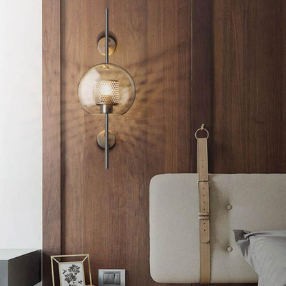 Warm Gold Hexagon Glass Wall Lamp