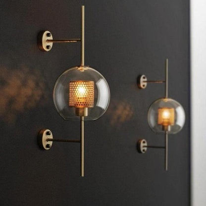 Warm Gold Hexagon Glass Wall Lamp