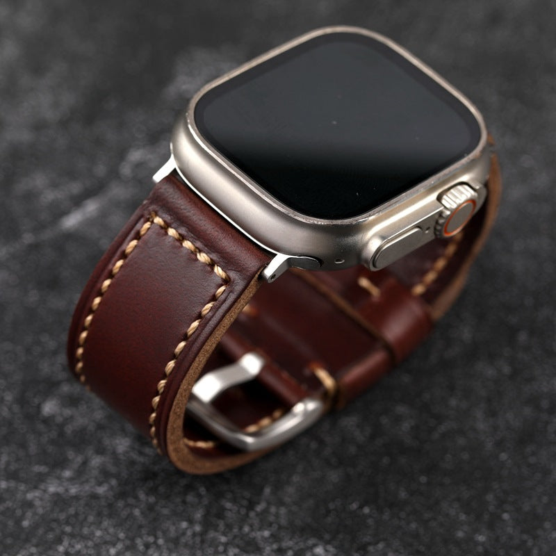 Leather Personalized Smartwatch Band - Classic Brown