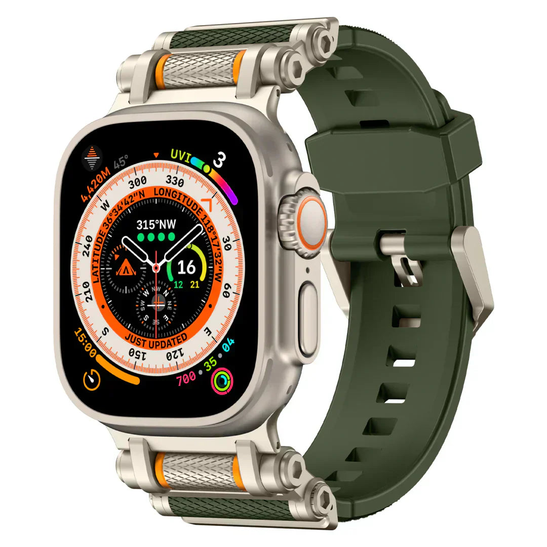 Durable Rotating Apple Watch Band with Silicone Strap
