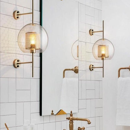 Warm Gold Hexagon Glass Wall Lamp