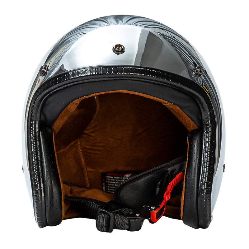 Classic Silver 3/4 DOT Helmet Retro Style