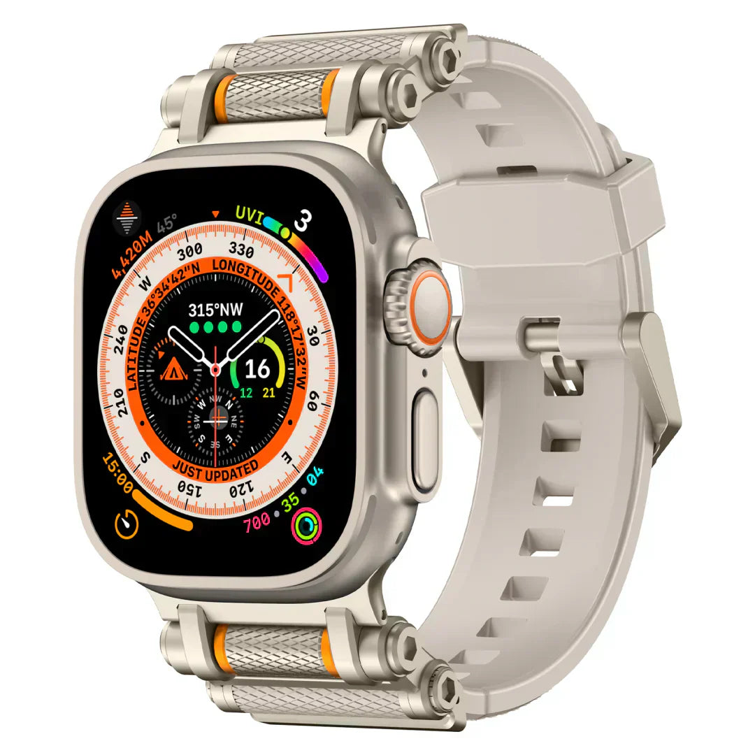 Durable Rotating Apple Watch Band with Silicone Strap