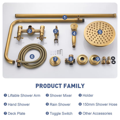 Classic Bronze Adjustable Wall Mount Shower Set
