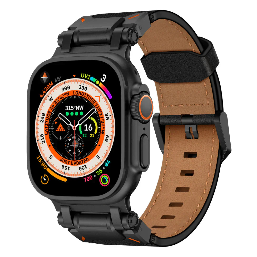 Stylish Leather Band with Metal Clip for Apple Watch