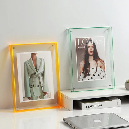 Clear Glass Picture Frame With Color Accent