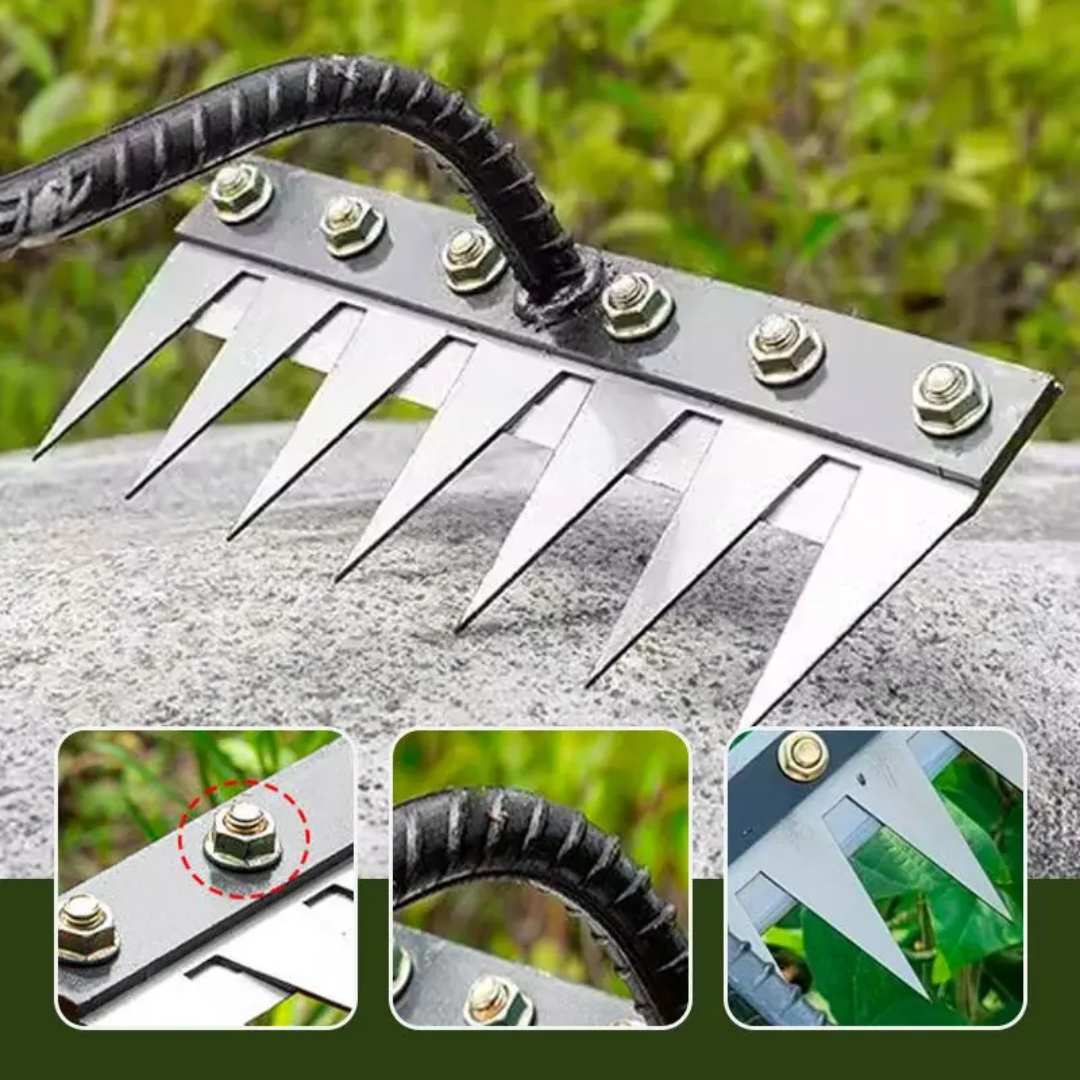 Garden Rake With Strong Metal Tines And Comfort Grip
