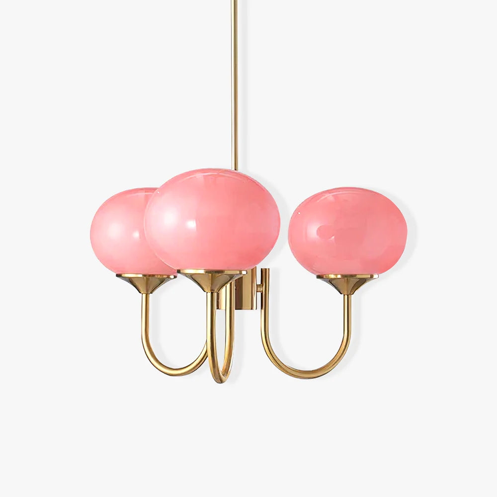 Soft Pink Glass Pendant Chandelier Light